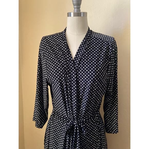Rene Rofe Women's Robe Size L Black White Grey White Polka Dot - Picture 3 of 6